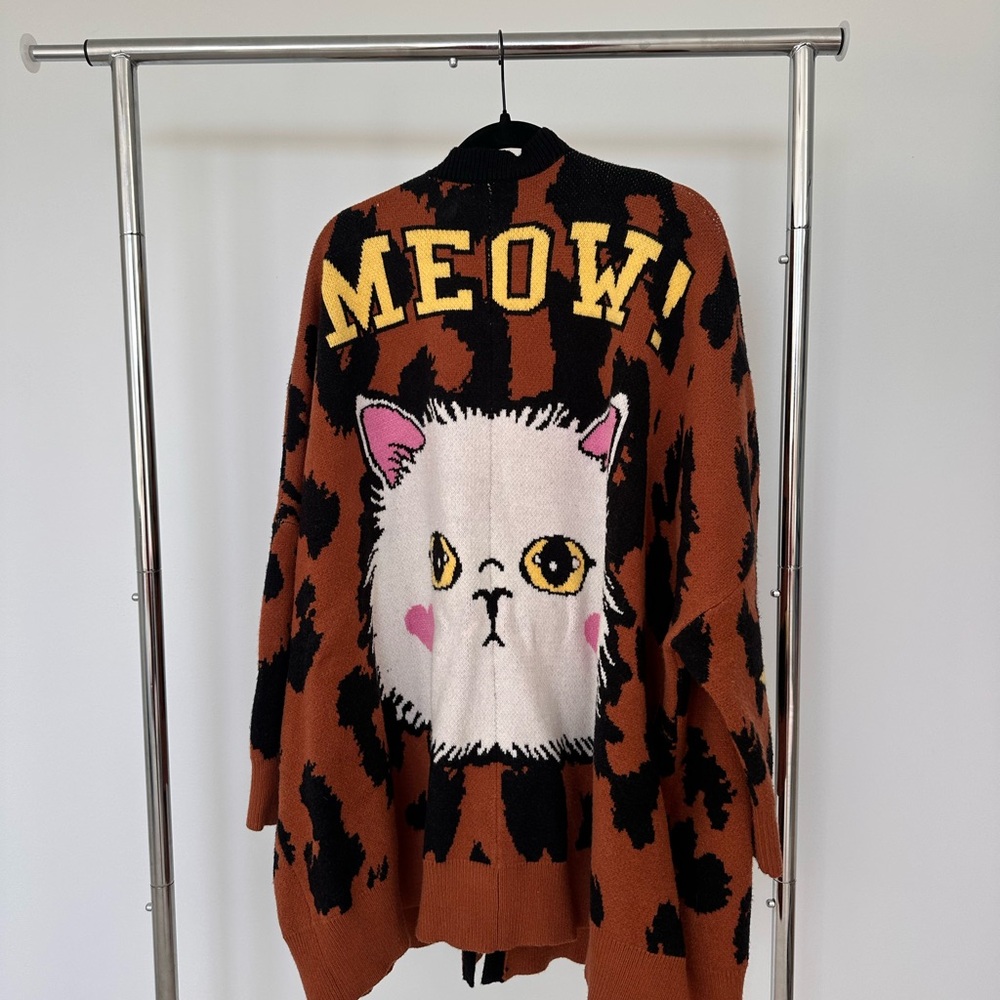 Dressed In LALA Leopard Print MEOW Cat Sweater - Picture 6 of 6